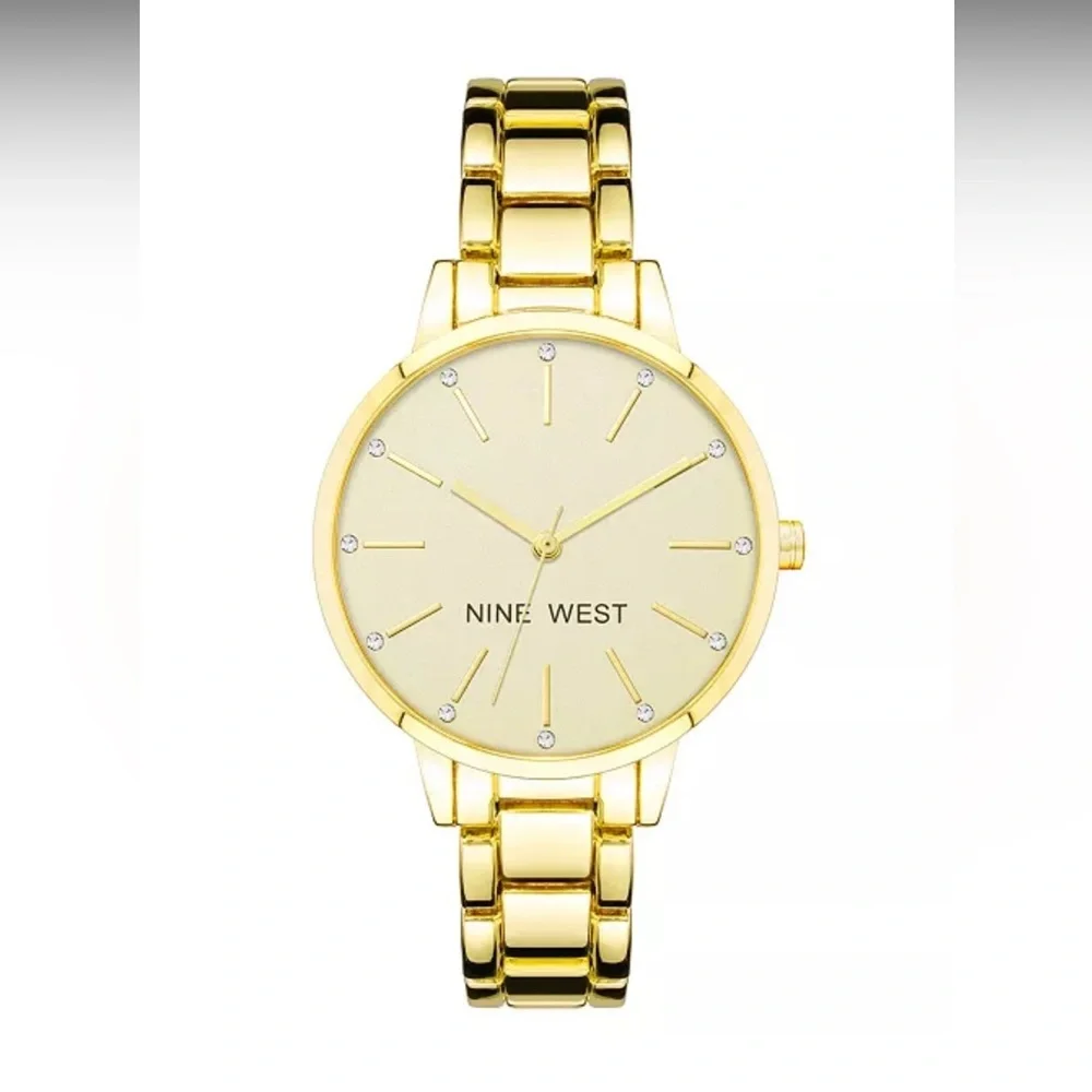 Nine West Women's Quartz Gold-Tone Alloy Link Bracelet Watch, 36mm